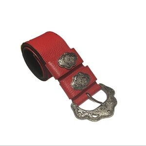 Gail Labelle Western Belt Red Vintage Leather L/XL